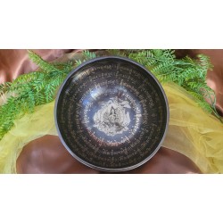 Bol chantant Tibétain 7 métaux 8120grs gravé Tara verte