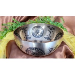Bol chantant Tibétain 7 métaux 1173grs Lingam gravé