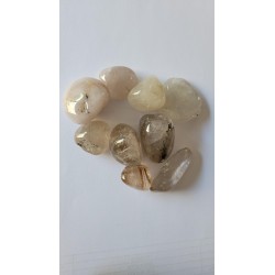 Lot de 8 galets Quartz rutile doré 140grs