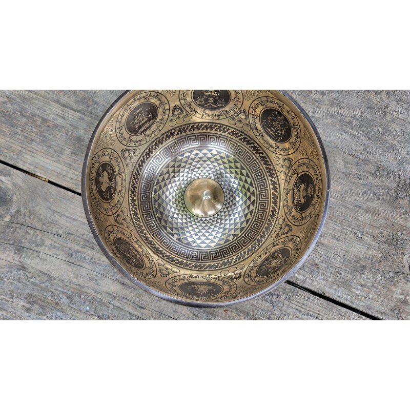 Bol Tibétain 7 métaux 1510grs Lingam gravé