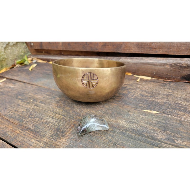 Pack Bol Tibétain 7 métaux 615grs Full Moon Rose + pierre chamane