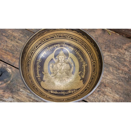 Bol chantant Tibétain 7 métaux 1660grs Chenrezig