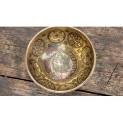 Bol Tibétain 7 métaux gravé 540grs Ganesh