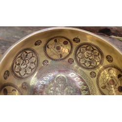 Bol Tibétain 7 métaux gravé 540grs Ganesh