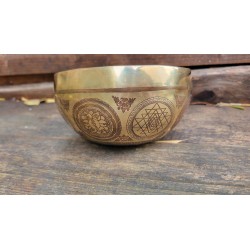 Bol Tibétain 7 métaux gravé 540grs Ganesh