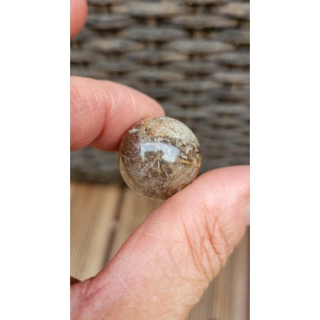 Sphère en Lodolite ou Quartz Chaman et Rutile 22mm 13grs