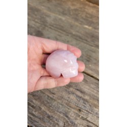 Crâne en Quartz rose 49mm