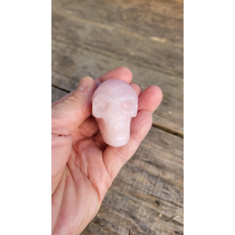 Crâne en Quartz rose 49mm