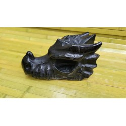 Crâne de Dragon en Obsidienne noire 14.1cm