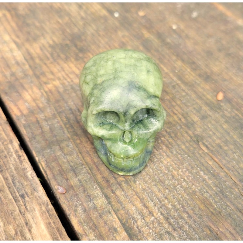 Crâne en Jaspe vert 53mm