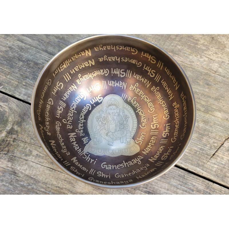 Bol chantant Tibétain 7 métaux 800grs Ganesh