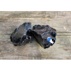 2 pierre brute d'obsidienne noire