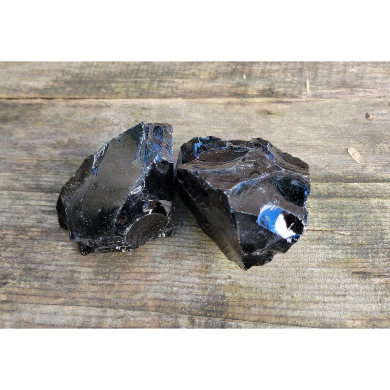 2 pierre brute d'obsidienne noire