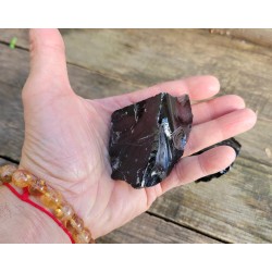 2 pierre brute d'obsidienne noire