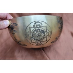 Bol chantant Tibétain 7 métaux 1160grs Lingam gravé
