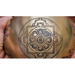 Bol chantant Tibétain 7 métaux 1160grs Lingam gravé