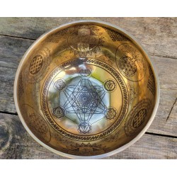 Bol Tibétain 7 métaux gravé 1205grs Métatron