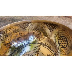 Bol Tibétain 7 métaux gravé 1205grs Métatron