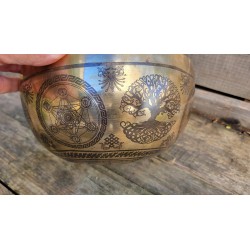 Bol Tibétain 7 métaux gravé 1205grs Métatron