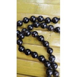 MALA TIBETAIN EN TOURMALINE NOIRE 6mm Noeud