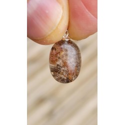 Pendentif goutte en Lodolite ou Quartz jardin