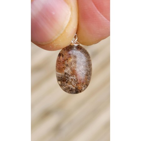 Pendentif goutte en Lodolite ou Quartz jardin