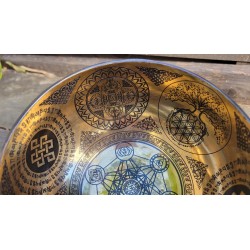Bol Tibétain 7 métaux gravé 616grs Métatron