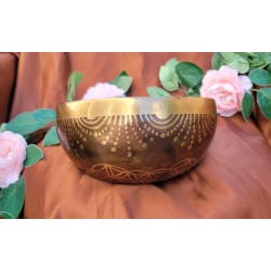 Bol chantant Tibétain 7 métaux 835grs Tara Verte