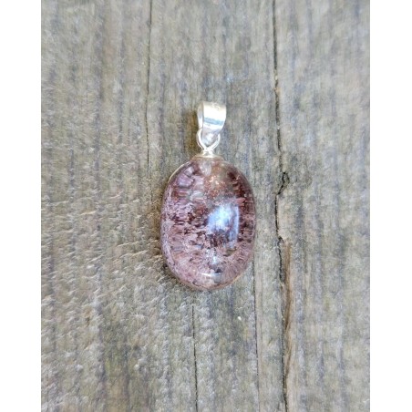 Pendentif goutte en Lodolite ou Quartz jardin