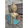 Statue de Bouddha  Médecine 19cm Turquoise Corail