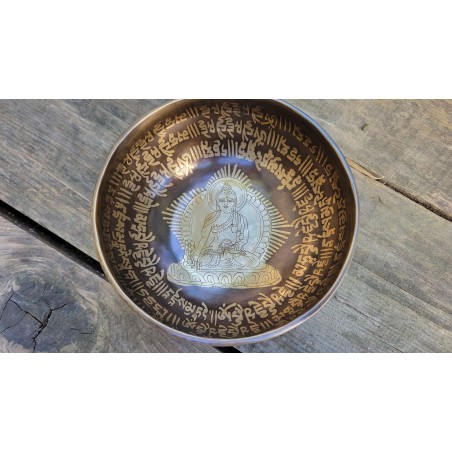 Bol chantant Tibétain 7 métaux 525grs Bouddha Médecine