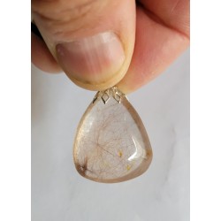 Pendentif goutte en Quartz rutile doré
