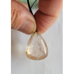 Pendentif goutte en Quartz rutile doré