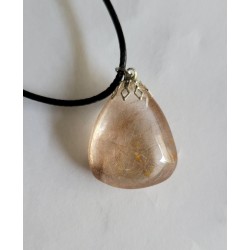 Pendentif goutte en Quartz rutile doré