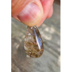 Pendentif goutte en Quartz rutile doré