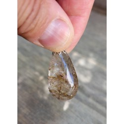 Pendentif goutte en Quartz rutile doré