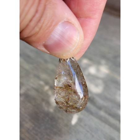 Pendentif goutte en Quartz rutile doré