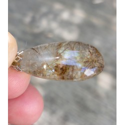Pendentif goutte en Quartz rutile doré
