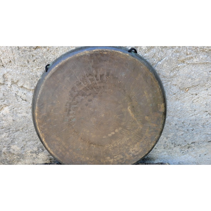 Gong Antique Indien 7 métaux 36.2cm 1025grs