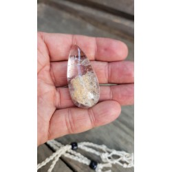 Pendentif goutte en Lodolite ou Quartz jardin