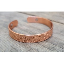 Bracelet en cuivre 1cm avec aimants Fleur de vie