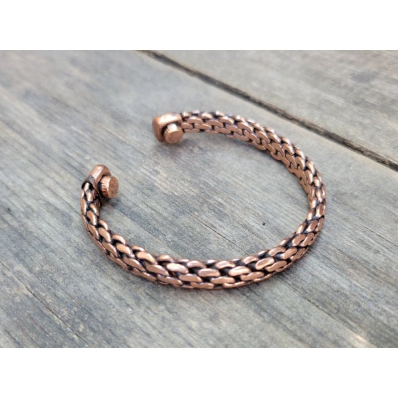 Bracelet Tibétain cuivre tressé 8mm