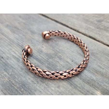 Bracelet Tibétain cuivre tressé 8mm