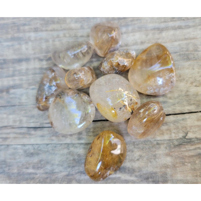 100grs Galets Quartz rutile doré