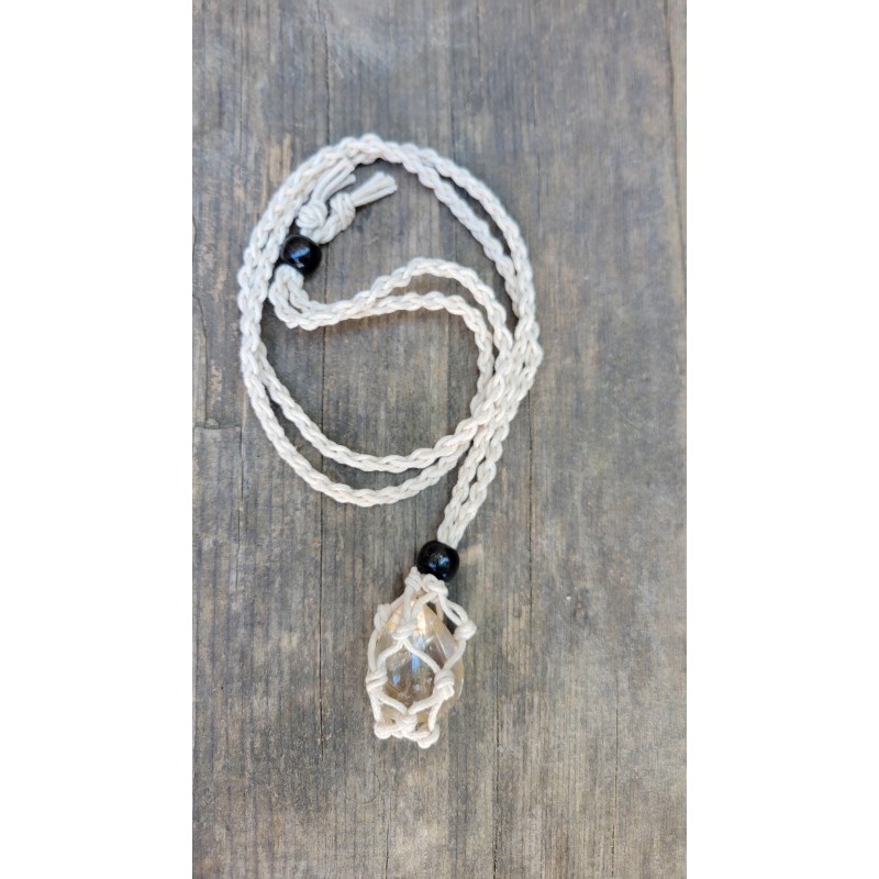 Pendentif goutte en Quartz rutile doré