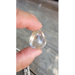 Pendentif goutte en Quartz rutile doré