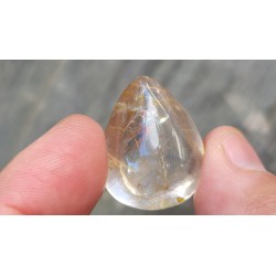 Pendentif goutte en Quartz rutile doré