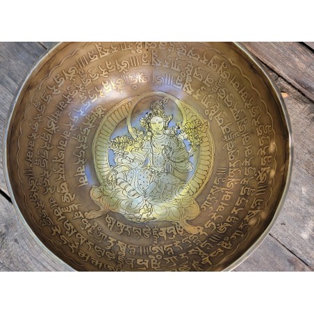 Bol chantant Tibétain 7 métaux 1675grs Tara Verte