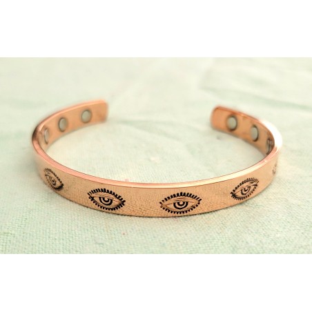 Bracelet magnétique en pur cuivre motif 3ème Oeil
