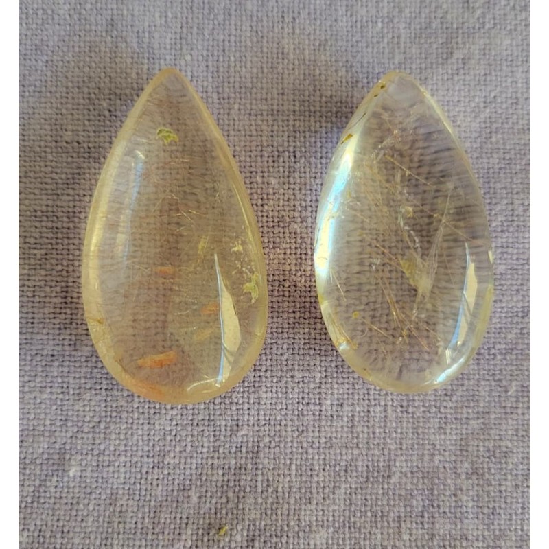2 cabochons Quartz rutile doré 27grs